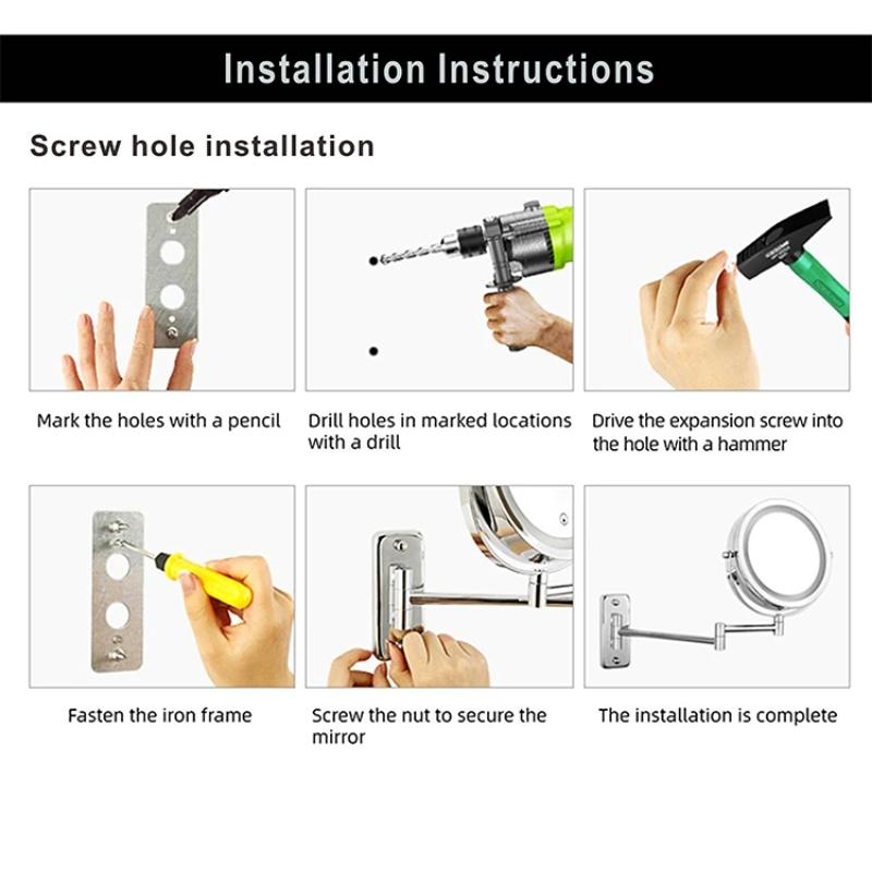 AuroraLux Dual Arm Rechargeable LED Magnifying Makeup Vanity Mirror Wall Mount OpalDwell