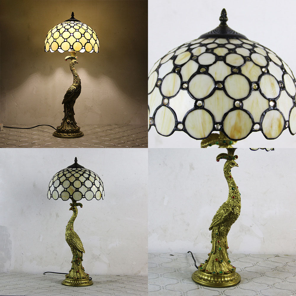 Aurena Tiffany-Style Table Lamp With Colorful Dome Shade - OpalDwell