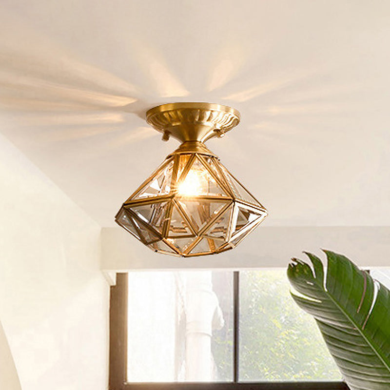 LumaNova Traditional Brass Ceiling Light With Clear Glass - OpalDwell
