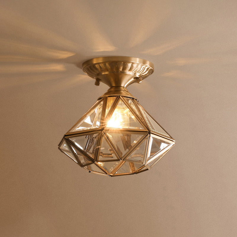 LumaNova Traditional Brass Ceiling Light With Clear Glass - OpalDwell