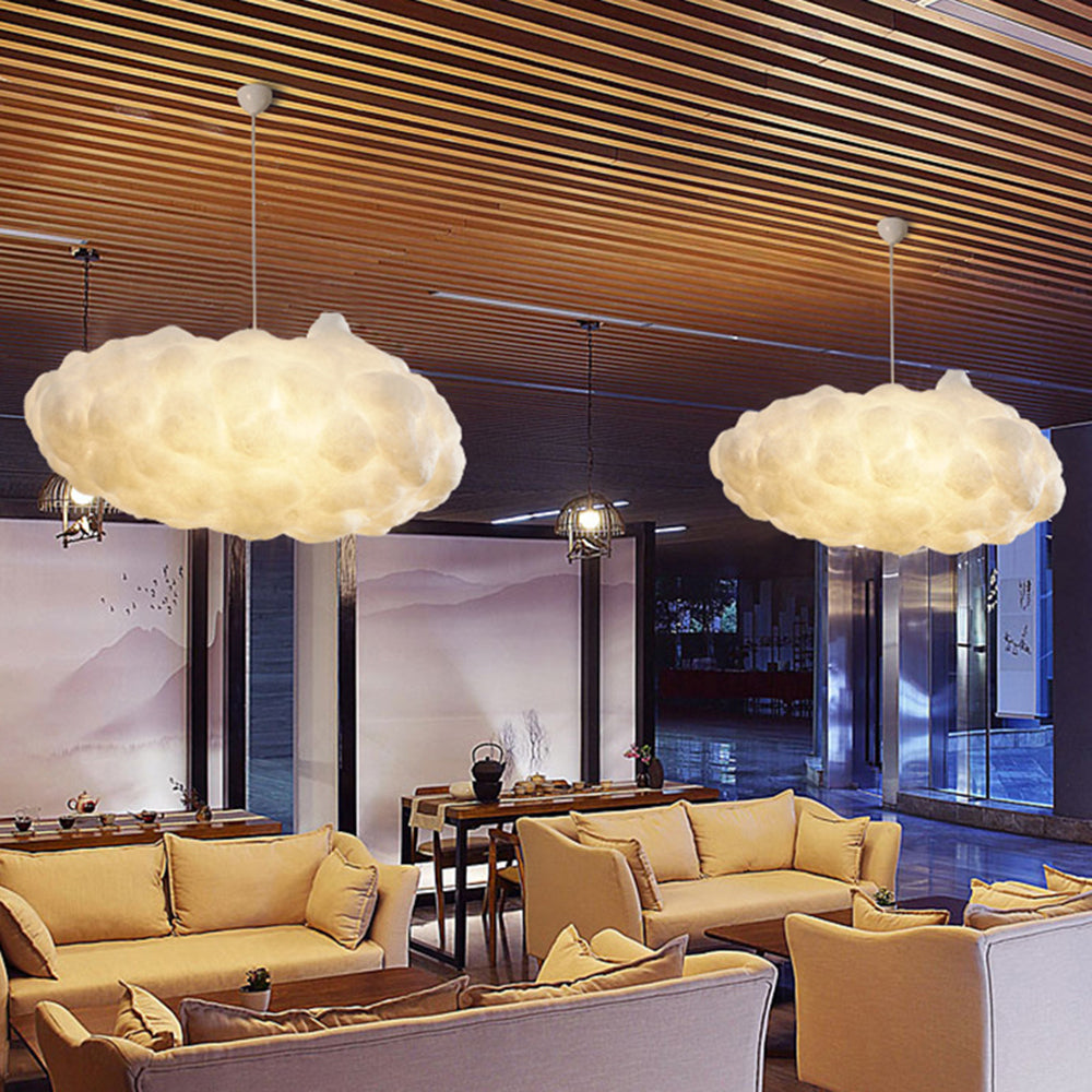 AstraLumen Cloud LED Pendant Light in White PVC Cotton - OpalDwell