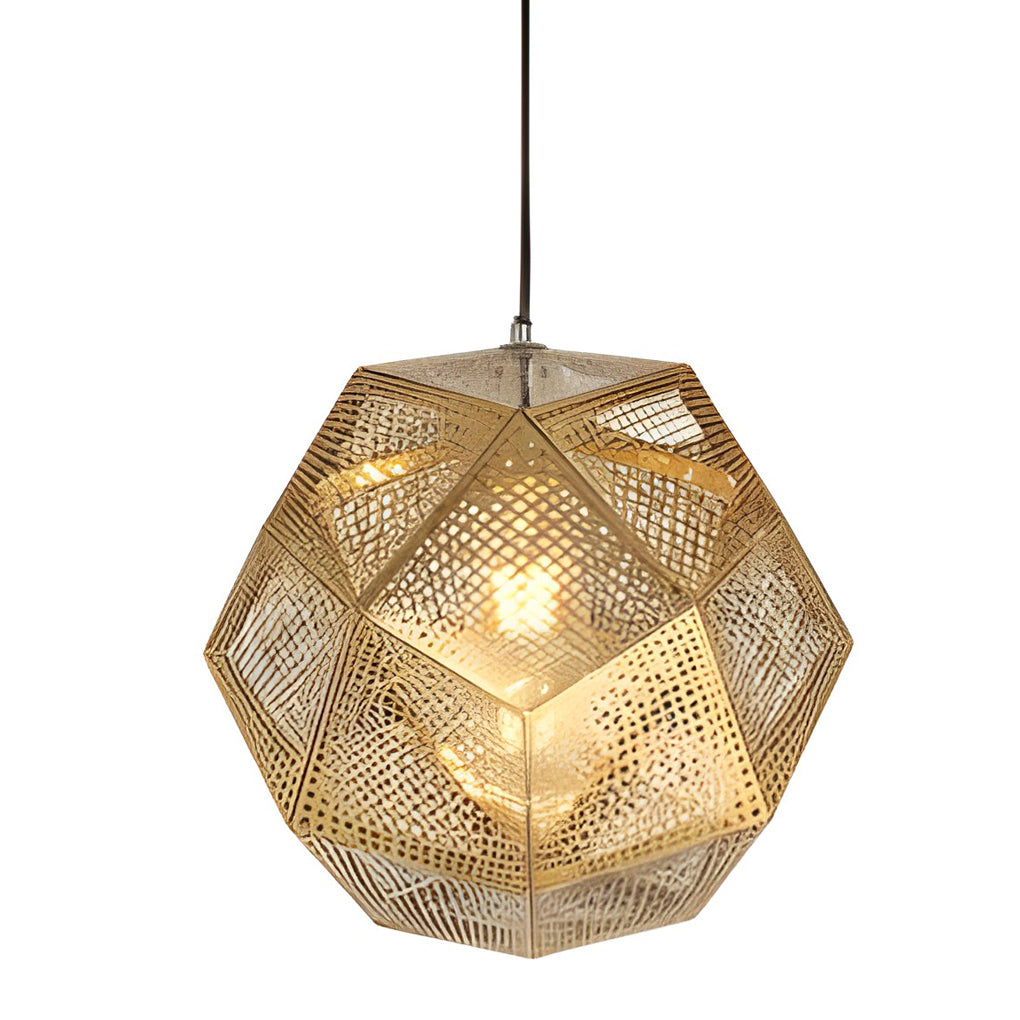 Lumenara Geometric Round Pendant Lamp in Electrolytic Metal - OpalDwell