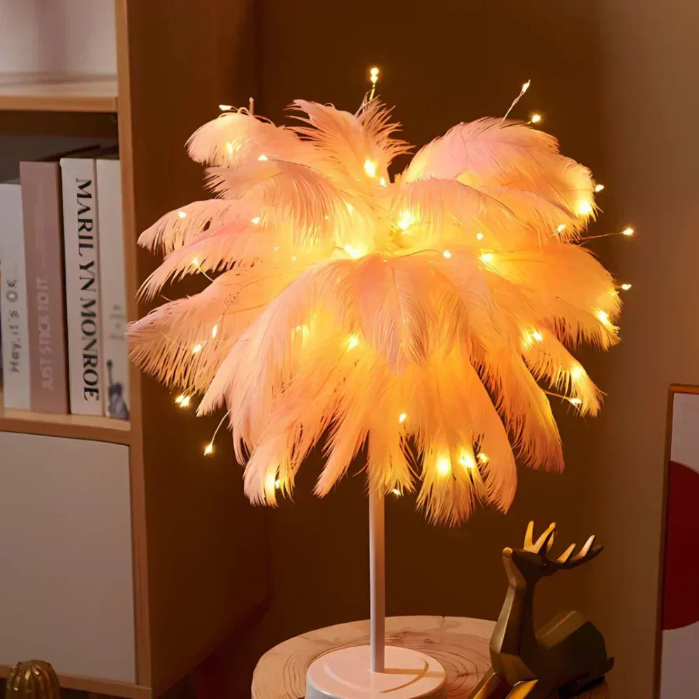 FeatherLuxe Glow Lamp | Soft Ambient Light for Living Rooms - OpalDwell