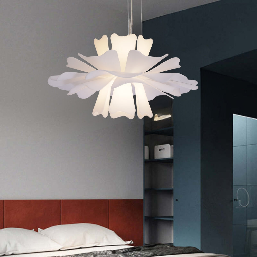 LumaNova White Metal Pendant Lamp for Modern Interiors OpalDwell