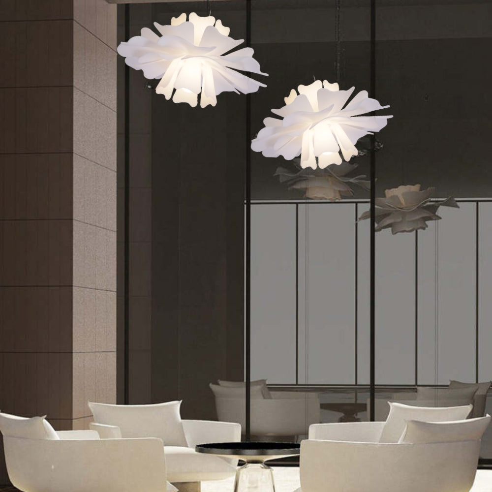 LumaNova White Metal Pendant Lamp for Modern Interiors OpalDwell