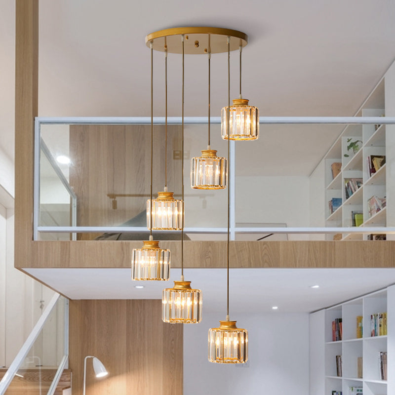 AstraLumen Crystal Cylinder Pendant Lamp Modern Aluminum - OpalDwell