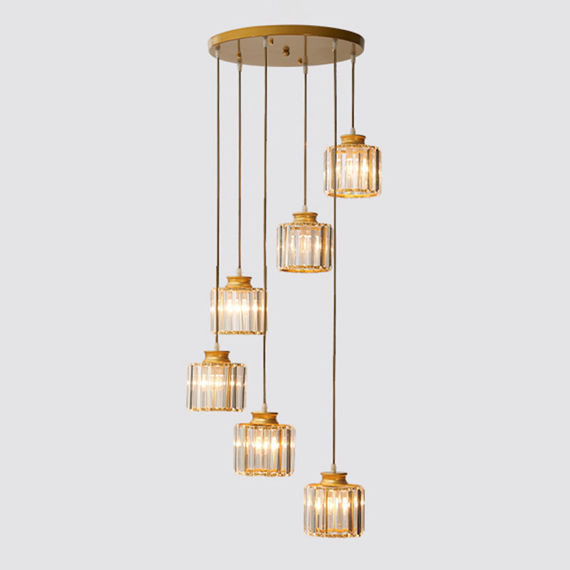 AstraLumen Crystal Cylinder Pendant Lamp Modern Aluminum - OpalDwell