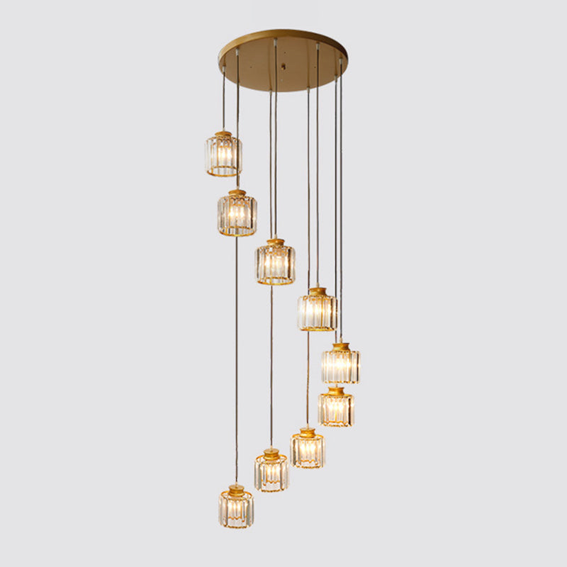 AstraLumen Crystal Cylinder Pendant Lamp Modern Aluminum - OpalDwell