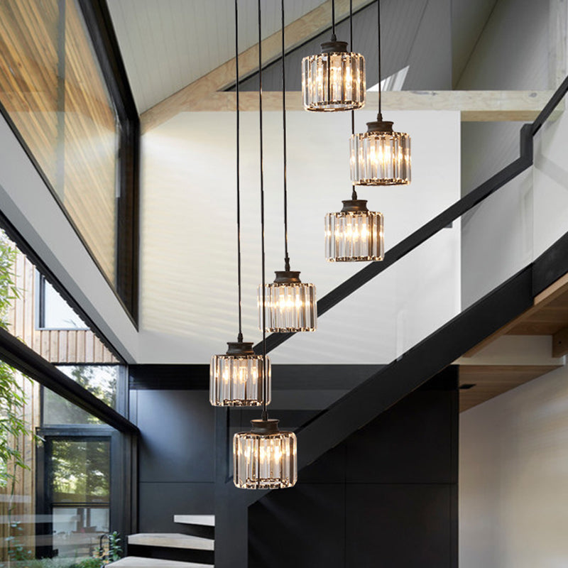 AstraLumen Crystal Cylinder Pendant Lamp Modern Aluminum - OpalDwell