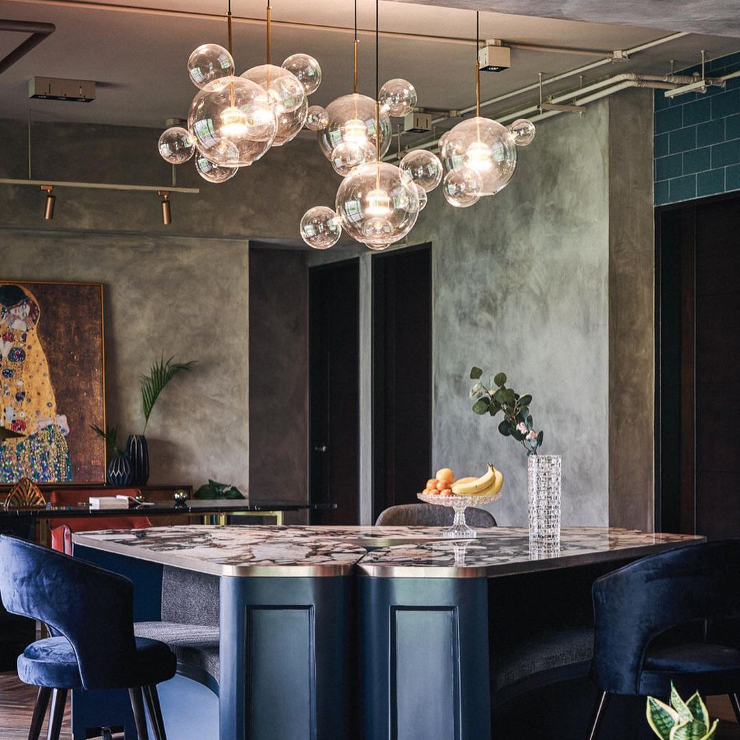 Nordic Snowball Glass Chandelier With Matte Or Clear Orbs - OpalDwell