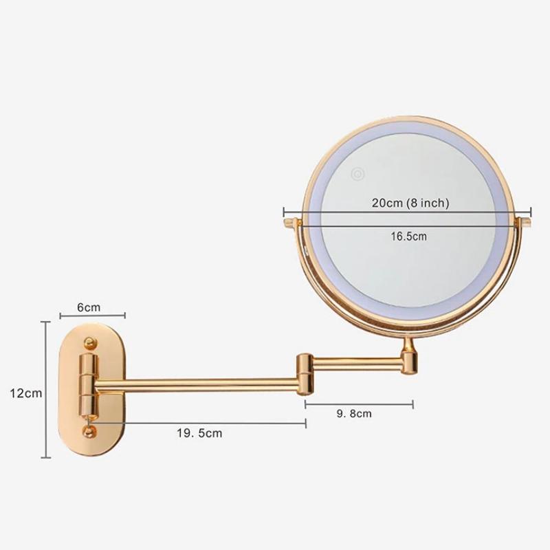 Luxeva Gold Rechargeable LED Magnifying Mirror For Bathroom OpalDwell