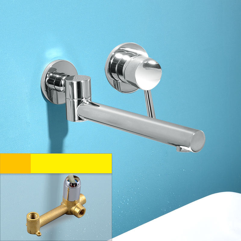 Alvora Round Wall-Mounted Bathroom Sink Faucet, Single Lever | OpalDwell OpalDwell