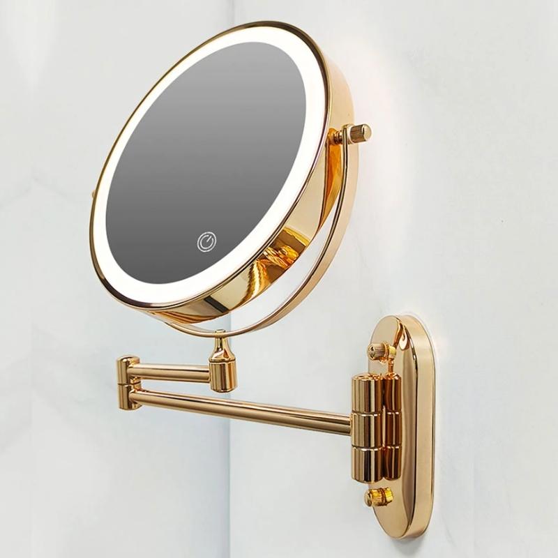 AuroraLux Dual Arm Rechargeable LED Magnifying Makeup Vanity Mirror Wall Mount OpalDwell
