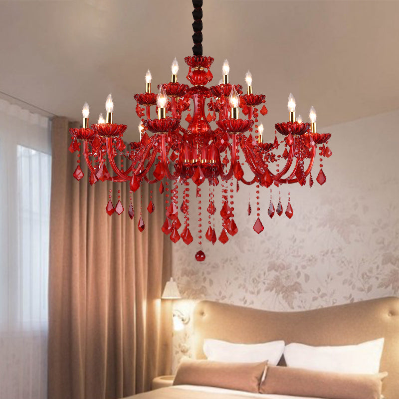 Aurelia Crimson Crystal Chandelier for Modern Living Rooms OpalDwell