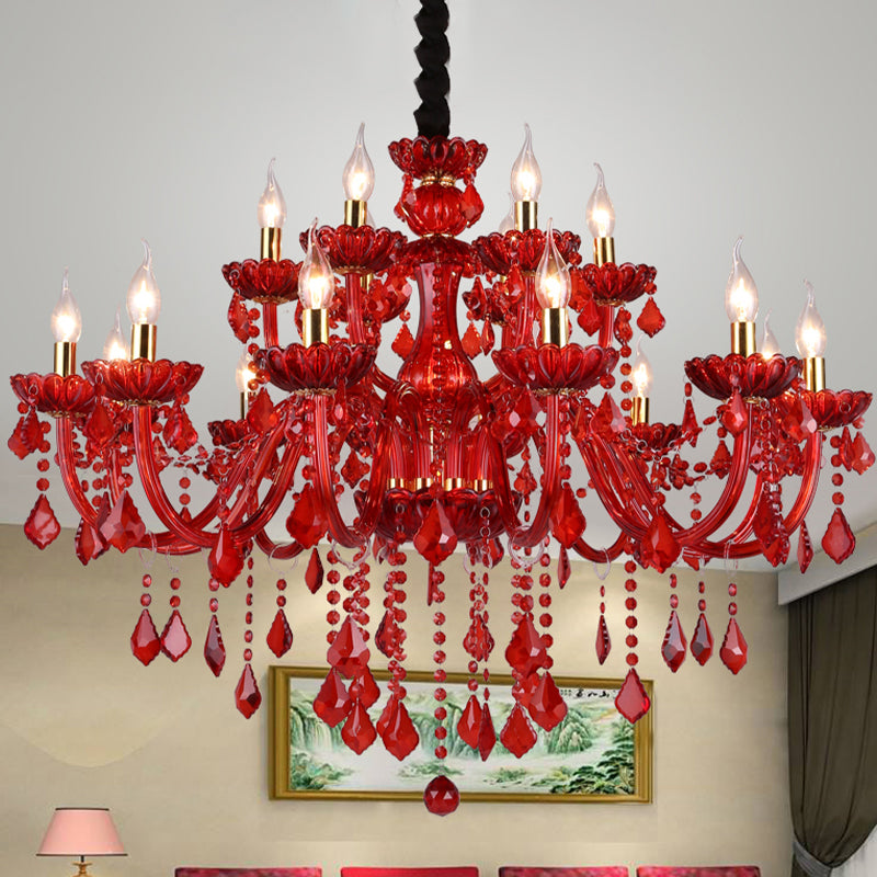 Aurelia Crimson Crystal Chandelier for Modern Living Rooms OpalDwell