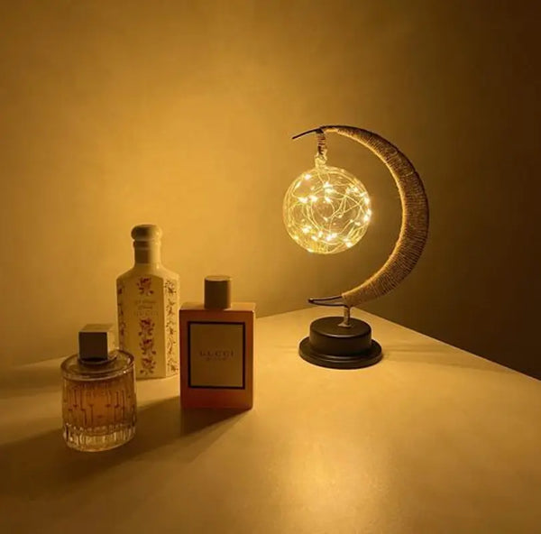 AsteriGlow Glass Moon Lamp Warm Ambient Moonlight Glow - OpalDwell