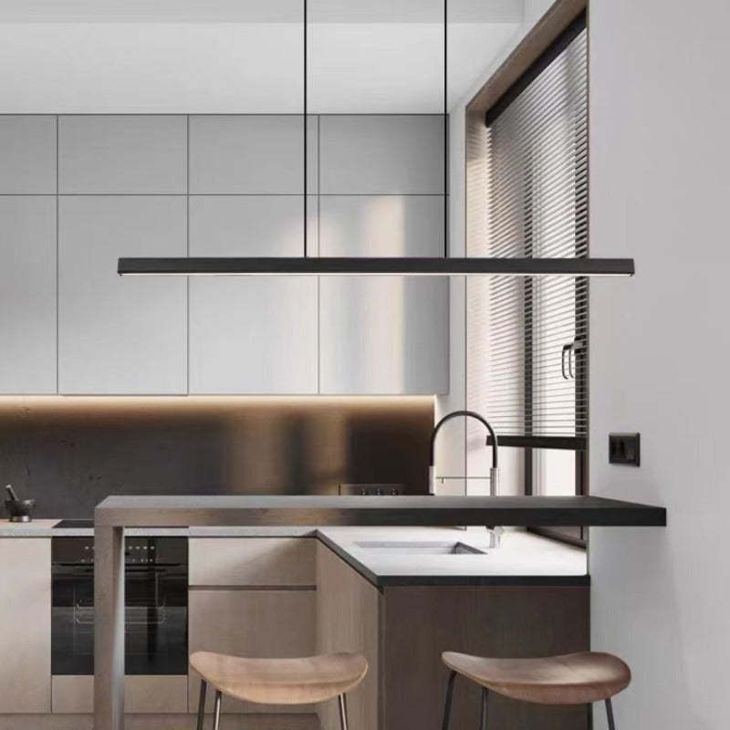 Nexis Linear Metal LED Pendant Light in Black and Brown OpalDwell