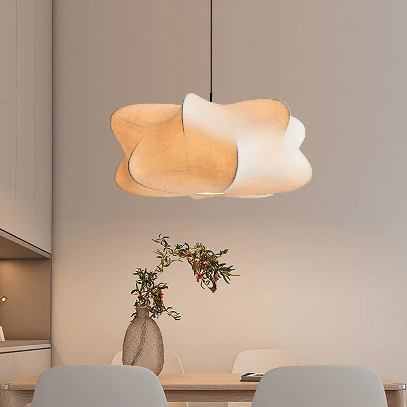 Kinora Silk Linen Pendant Light With Wabi Sabi Minimalist Calm Ambience OpalDwell