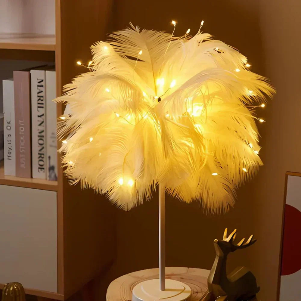 FeatherLuxe Glow Lamp | Soft Ambient Light for Living Rooms - OpalDwell