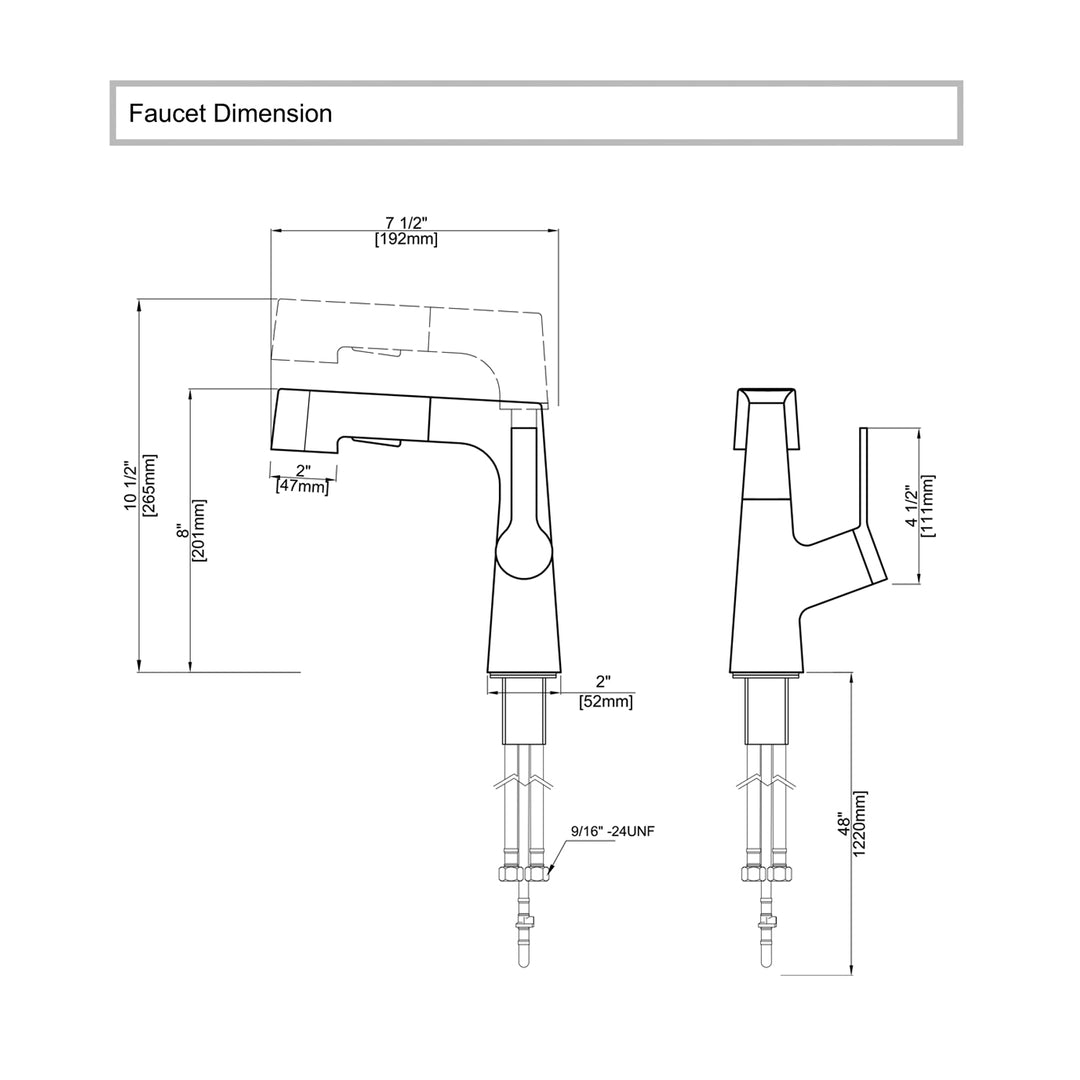 Tavero | Single-Hole Swivel Pull-Out Faucet | OpalDwell OpalDwell