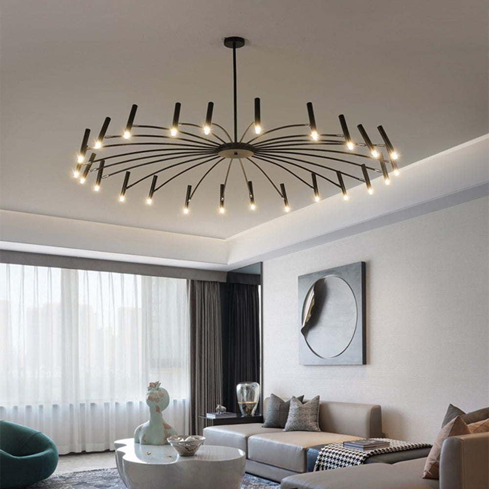ElaraLuxe Gold and Black LED Chandelier for Modern Living - OpalDwell
