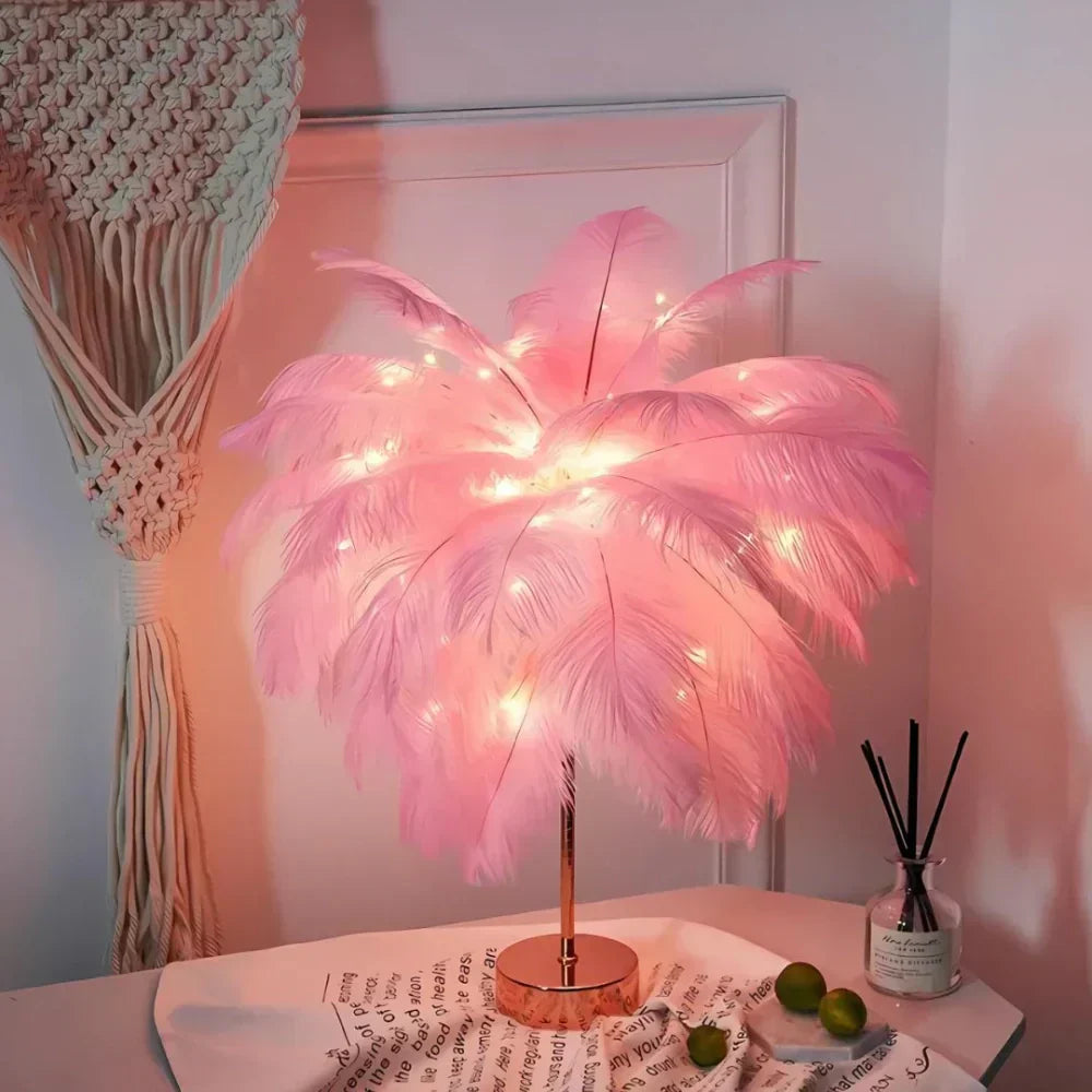 FeatherLuxe Glow Lamp | Soft Ambient Light for Living Rooms - OpalDwell