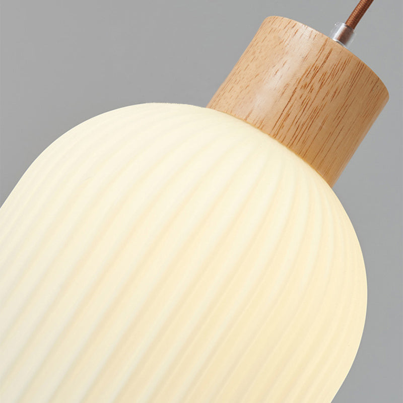 TimberGlow Wood and Glass Pendant Lamp with LED Lighting - OpalDwell