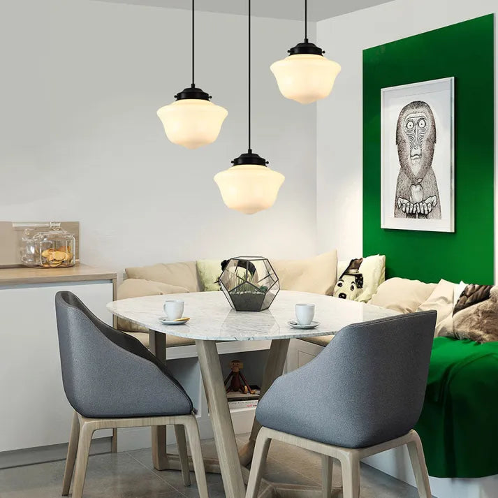 AstraLume Geometric Pendant Light in Frosted Glass - OpalDwell