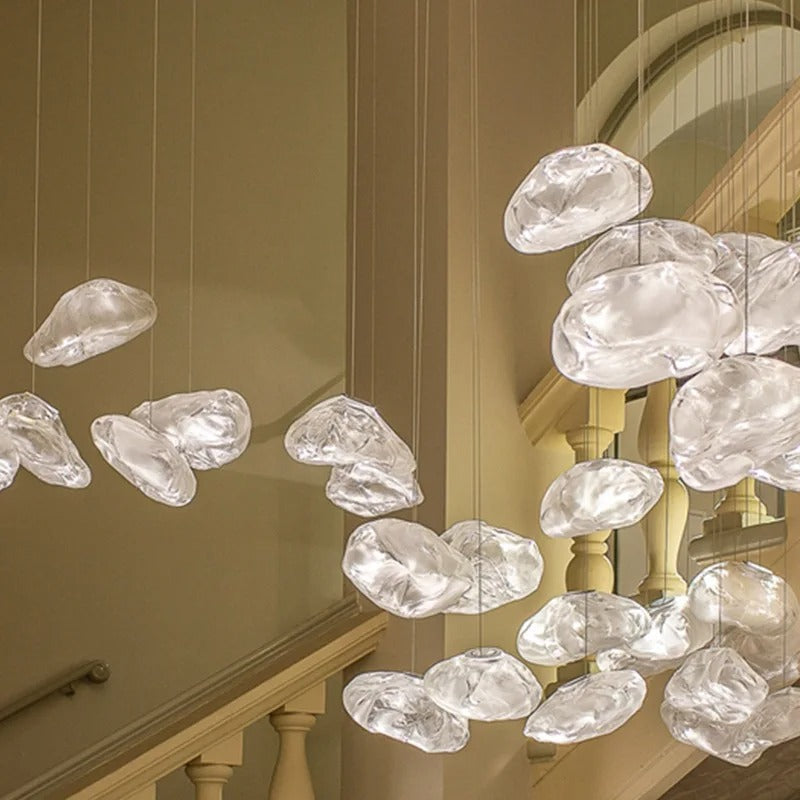 Luminara Cascade Glass Chandelier With Aluminum Frame OpalDwell
