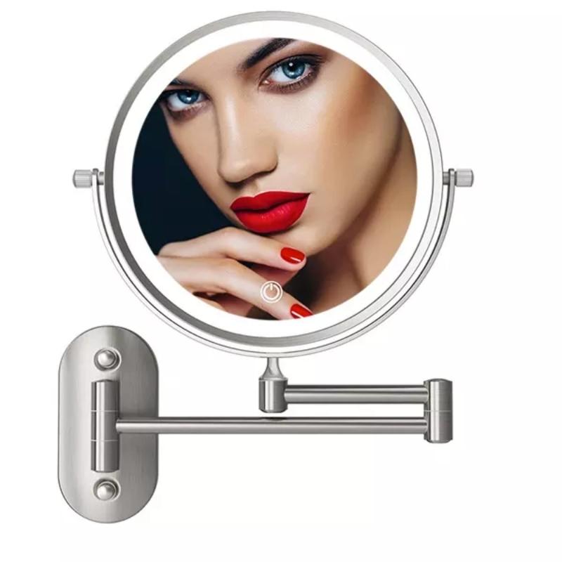 Lumivex Wall Mount LED Magnifying Vanity Mirror With Dual Arm Extendable OpalDwell