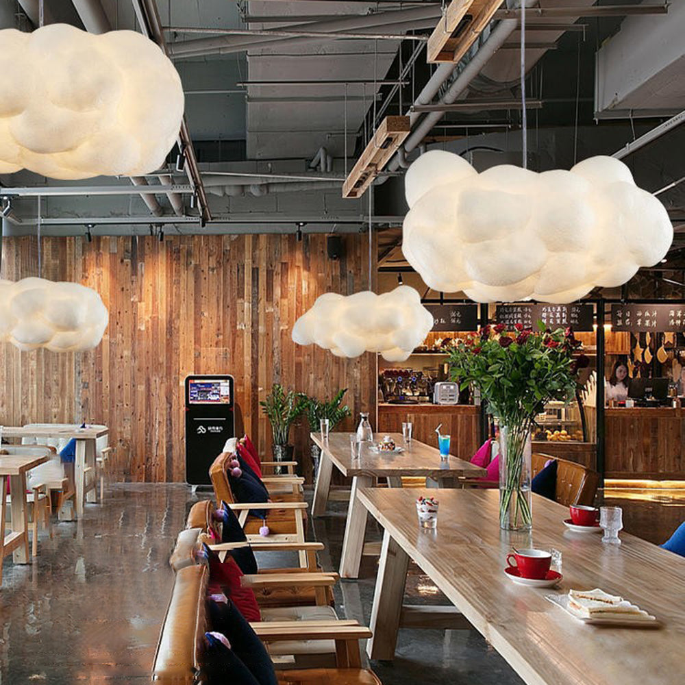 AstraLumen Cloud LED Pendant Light in White PVC Cotton - OpalDwell