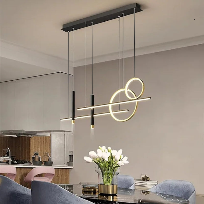 NoirLuxe Black Metal LED Chandelier for Living Room - OpalDwell
