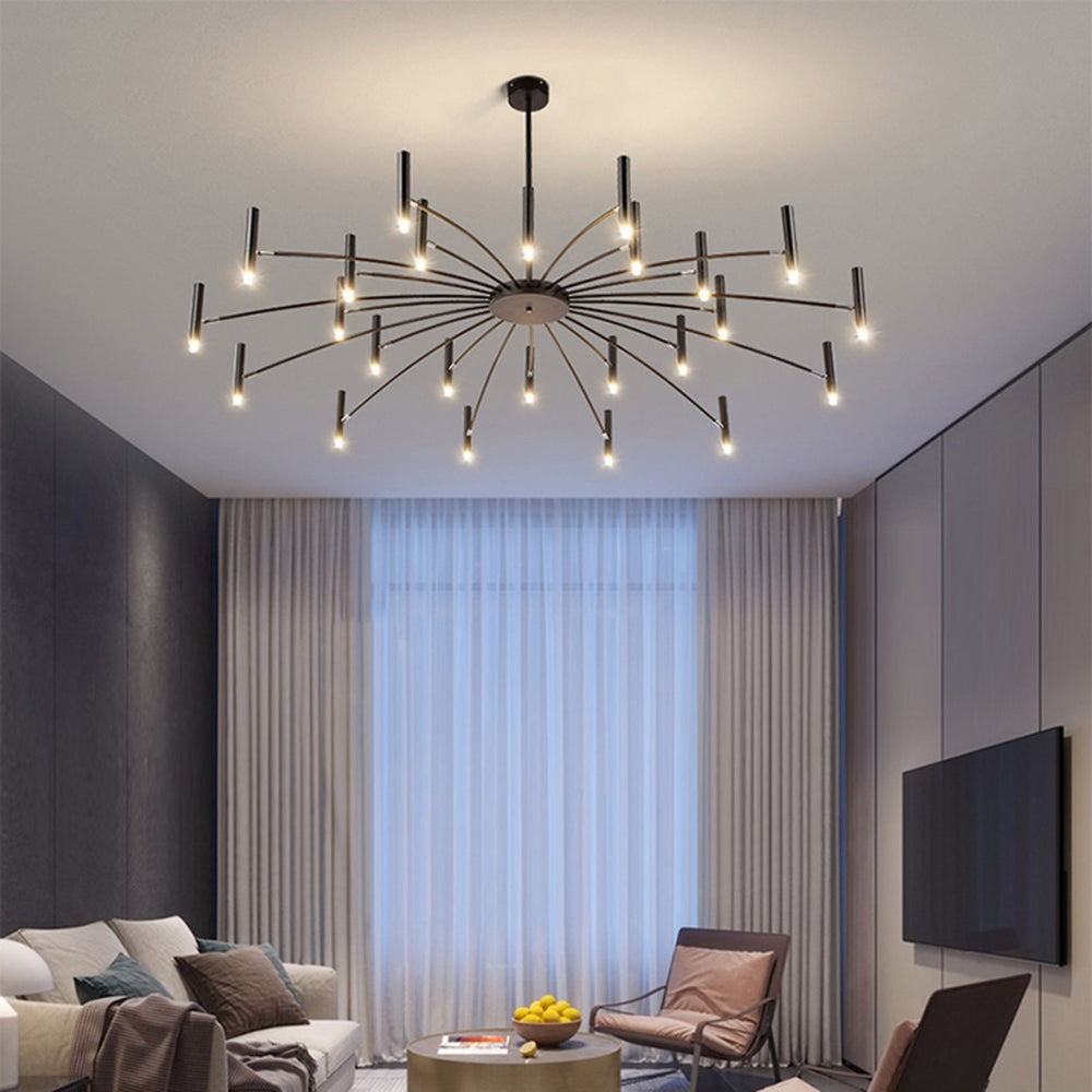 ElaraLuxe Gold and Black LED Chandelier for Modern Living - OpalDwell
