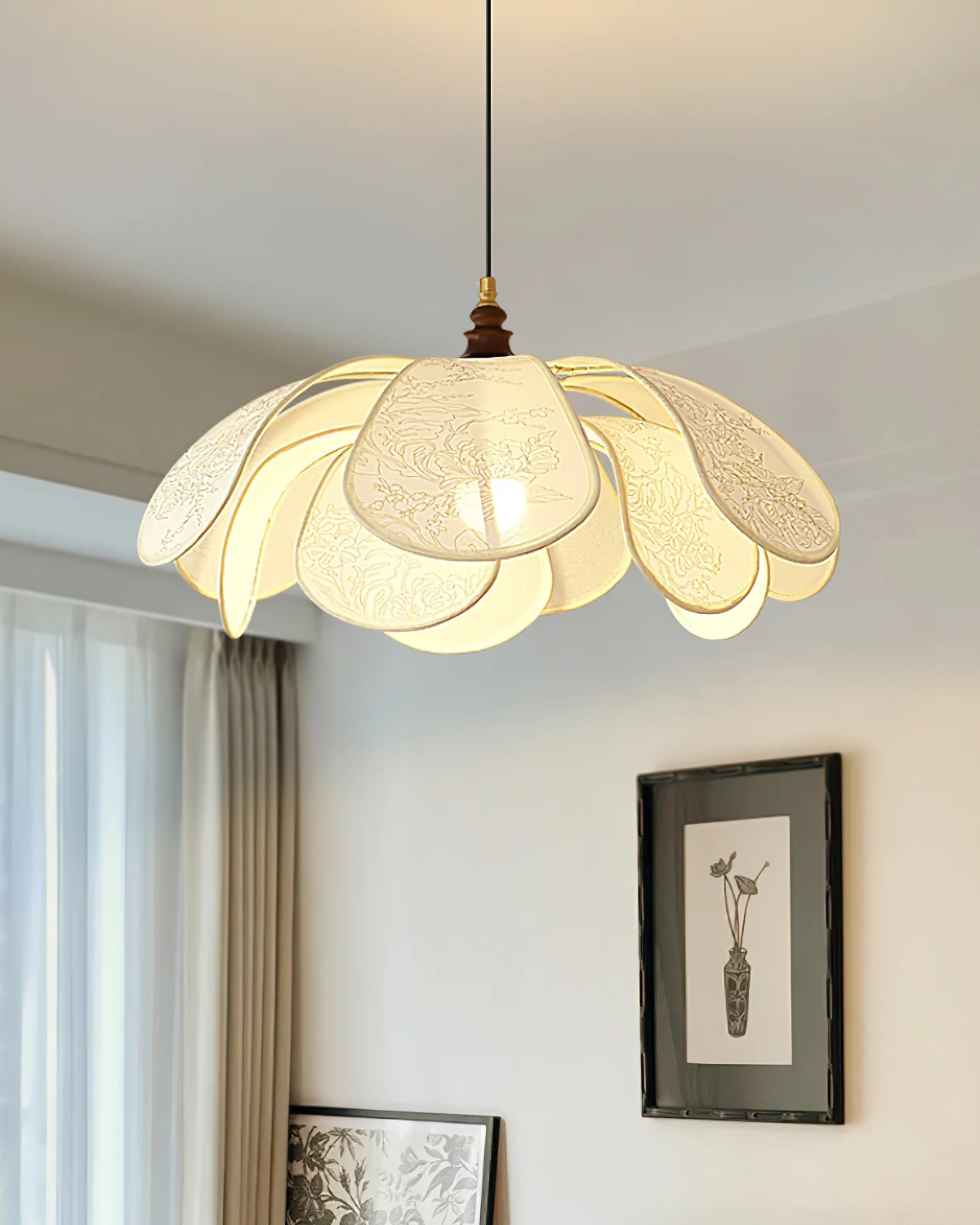 Aurelia Petal Layer Pendant Light With Soft Glow For Bedroom - OpalDwell