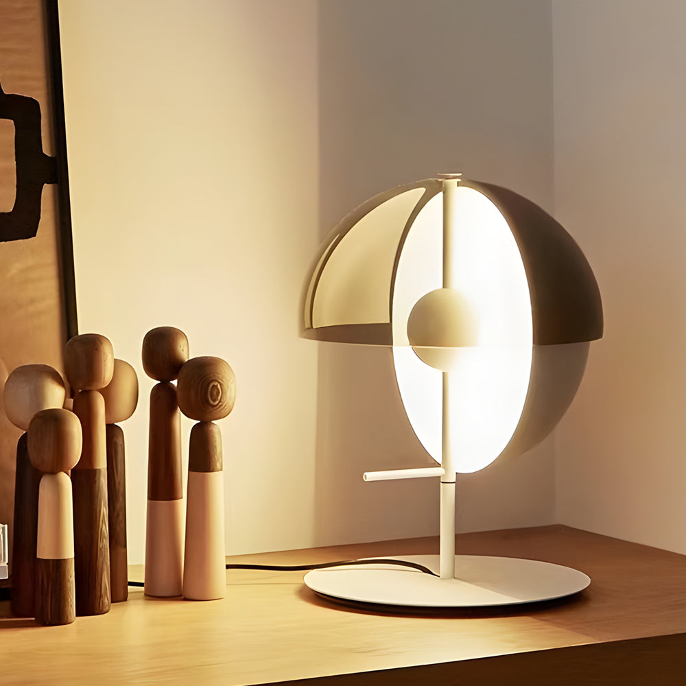 Astrae Table Lamp | Vertical Half Sphere Smoked Screen - OpalDwell