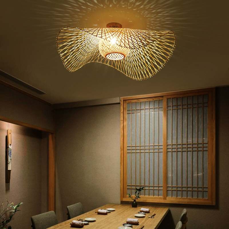 Nokari Boho Rattan Pendant Lamp Japanese Style Warm Glow OpalDwell