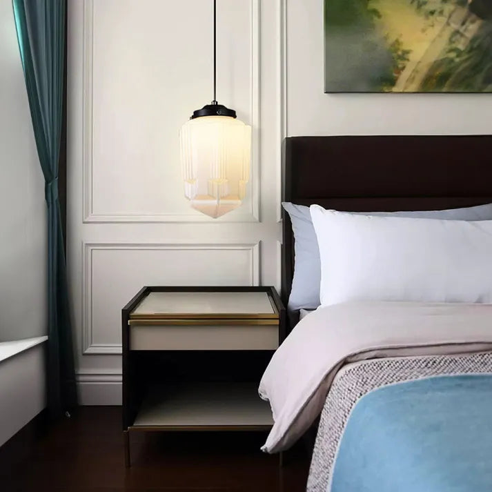 AstraLume Geometric Pendant Light in Frosted Glass - OpalDwell