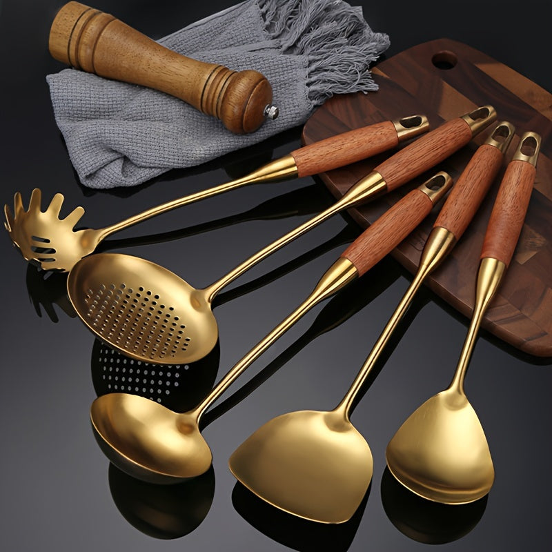 Aurora Gold and Silver Stainless Steel Kitchen Utensils - OpalDwell