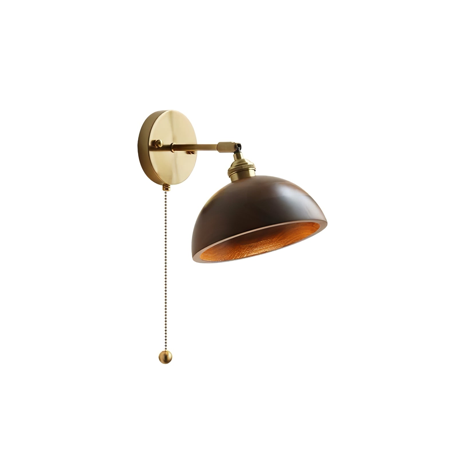 Aureo Vintage-Style Wood Wall Lamp with Pull Chain Switch - OpalDwell
