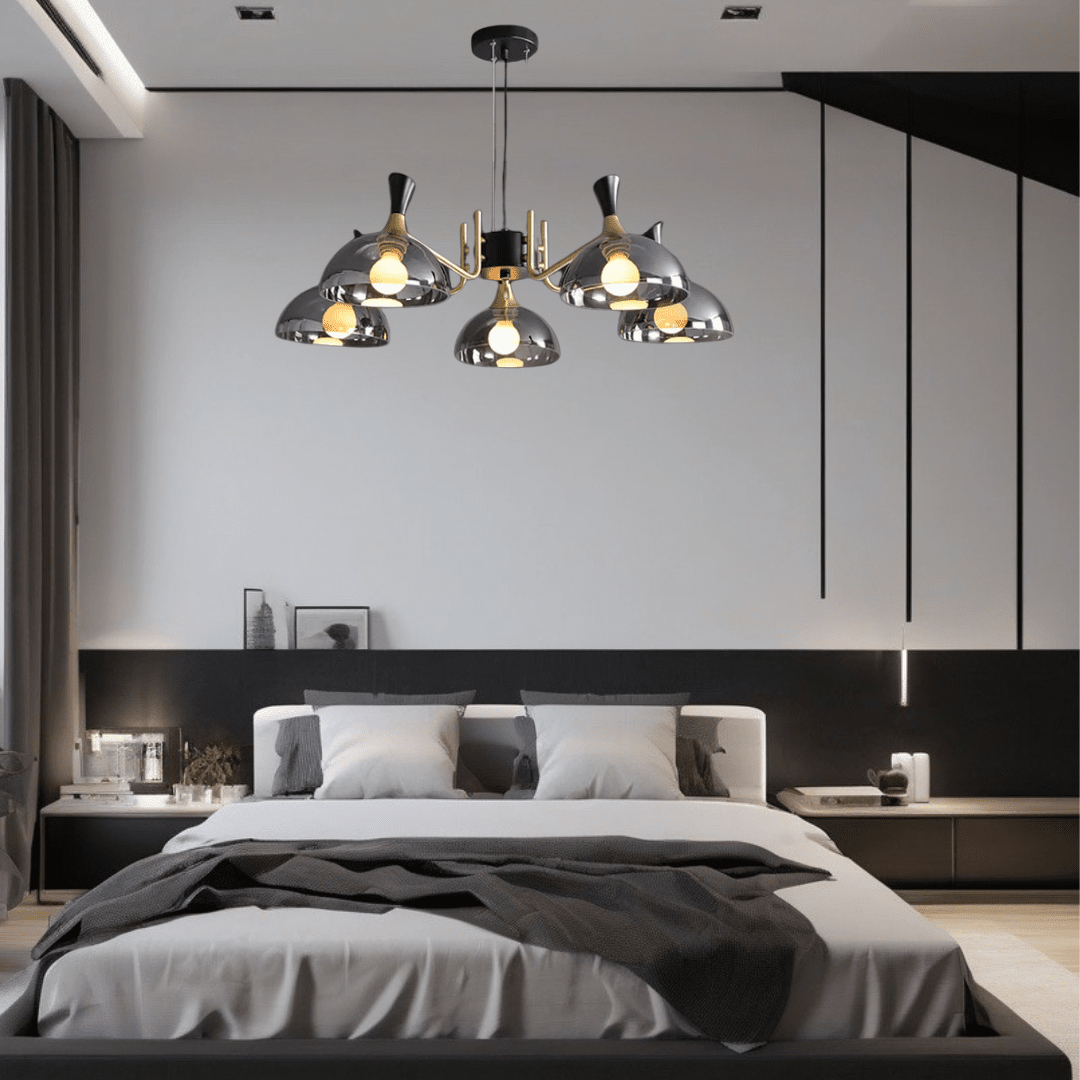 Lucentus | LED Chandelier in Black Glass - OpalDwell