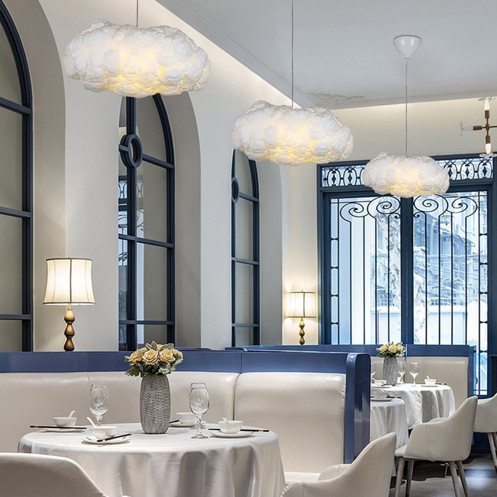 AstraLumen Cloud LED Pendant Light in White PVC Cotton - OpalDwell