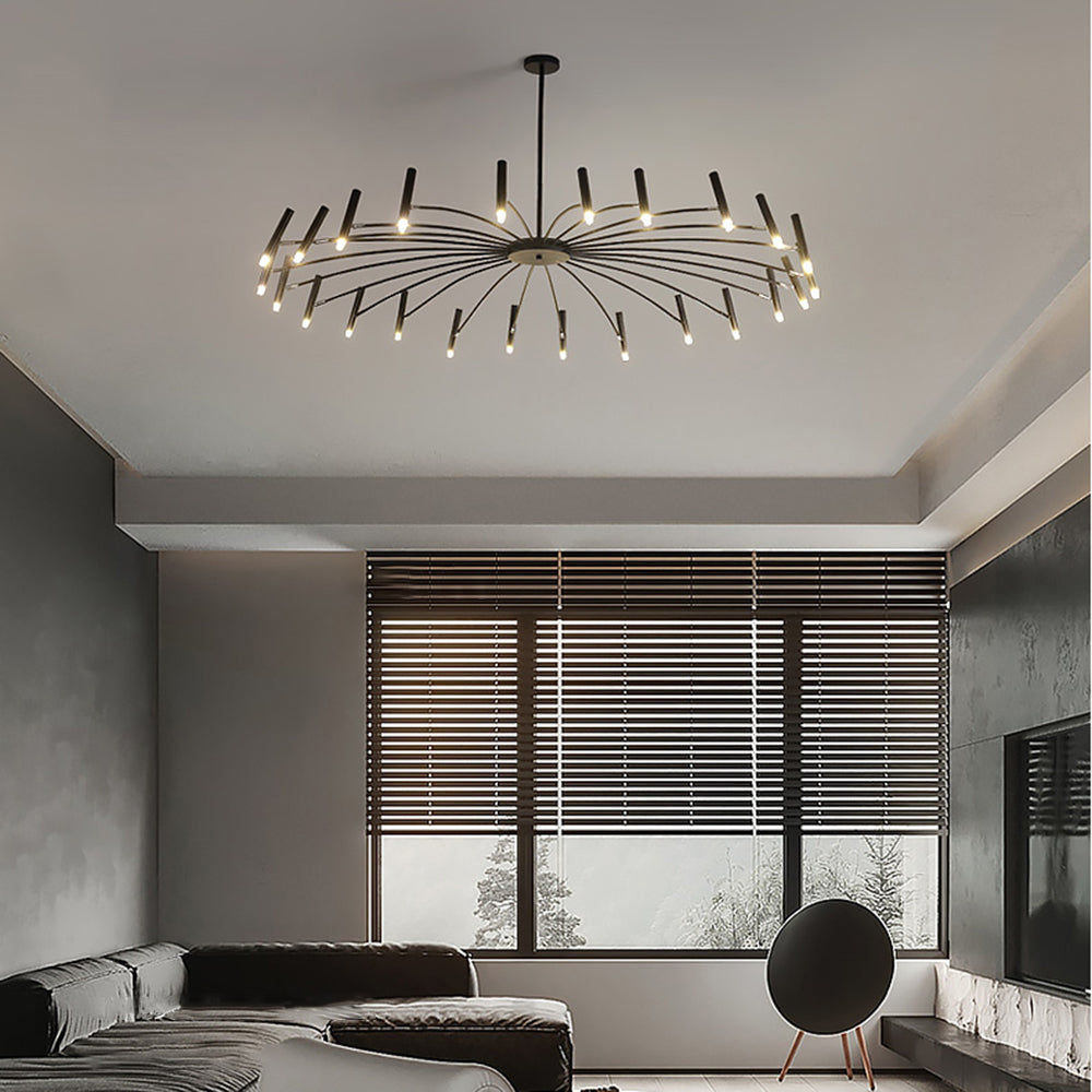 ElaraLuxe Gold and Black LED Chandelier for Modern Living - OpalDwell