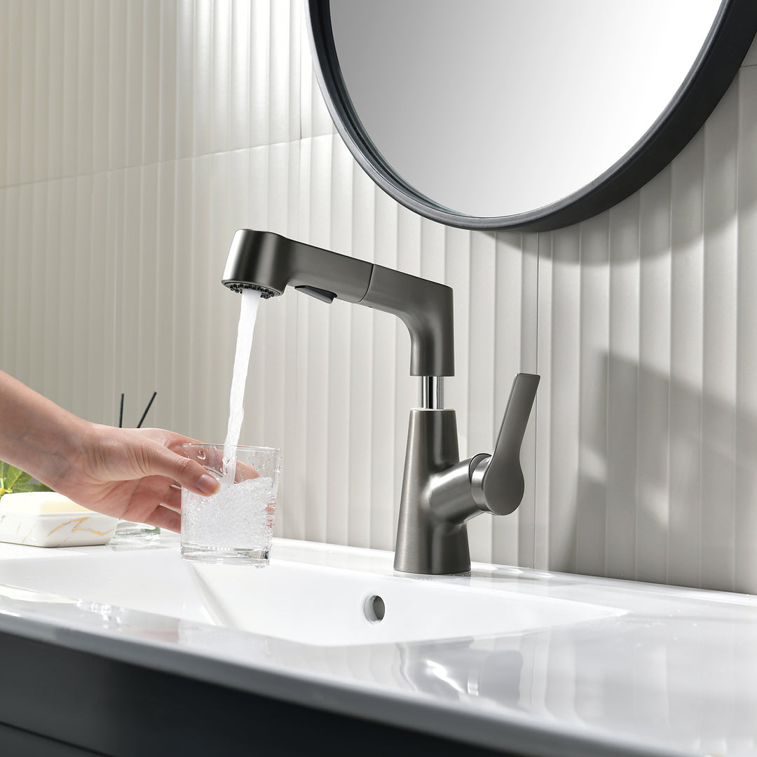 Tavero | Single-Hole Swivel Pull-Out Faucet | OpalDwell OpalDwell