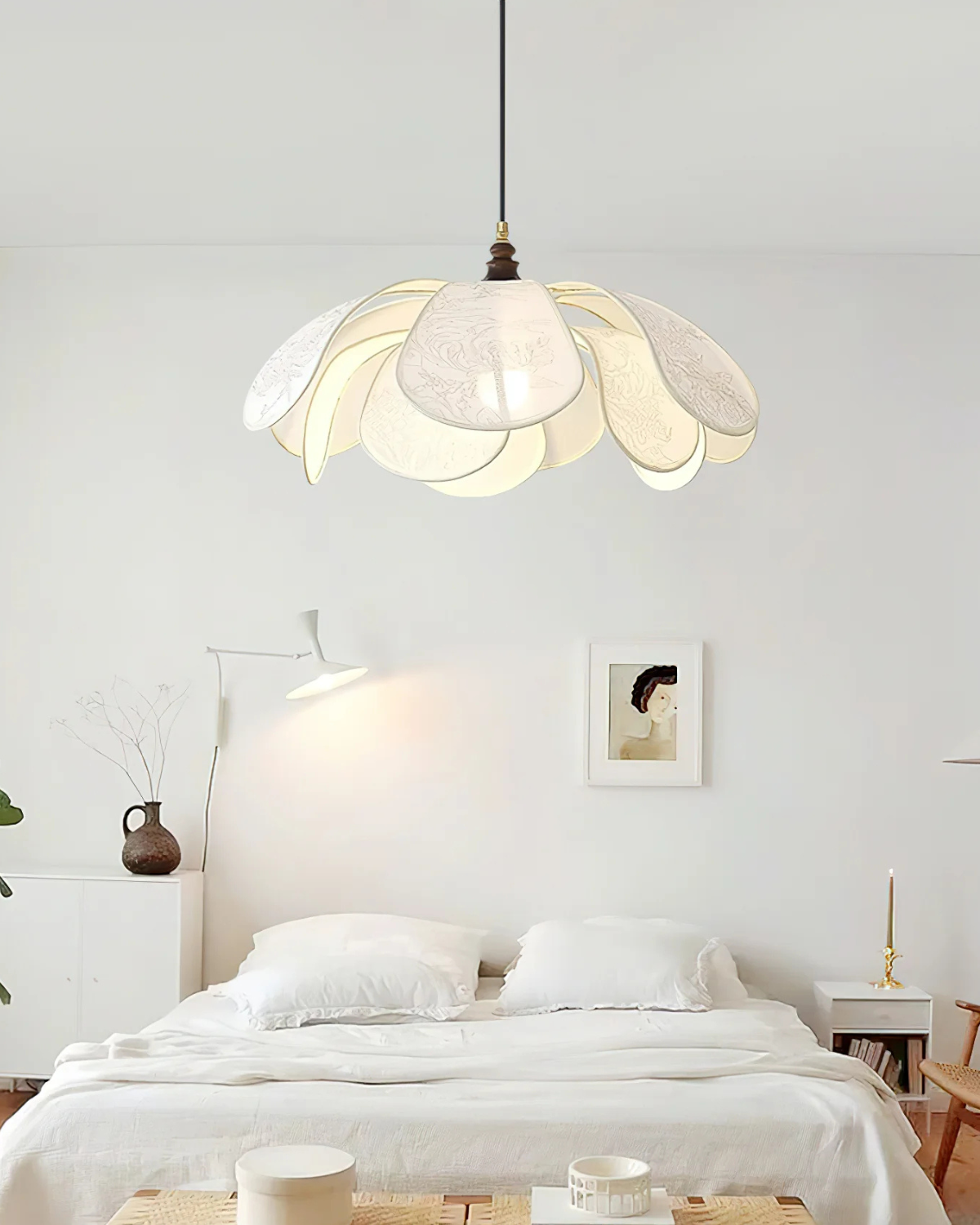 Aurelia Petal Layer Pendant Light With Soft Glow For Bedroom - OpalDwell