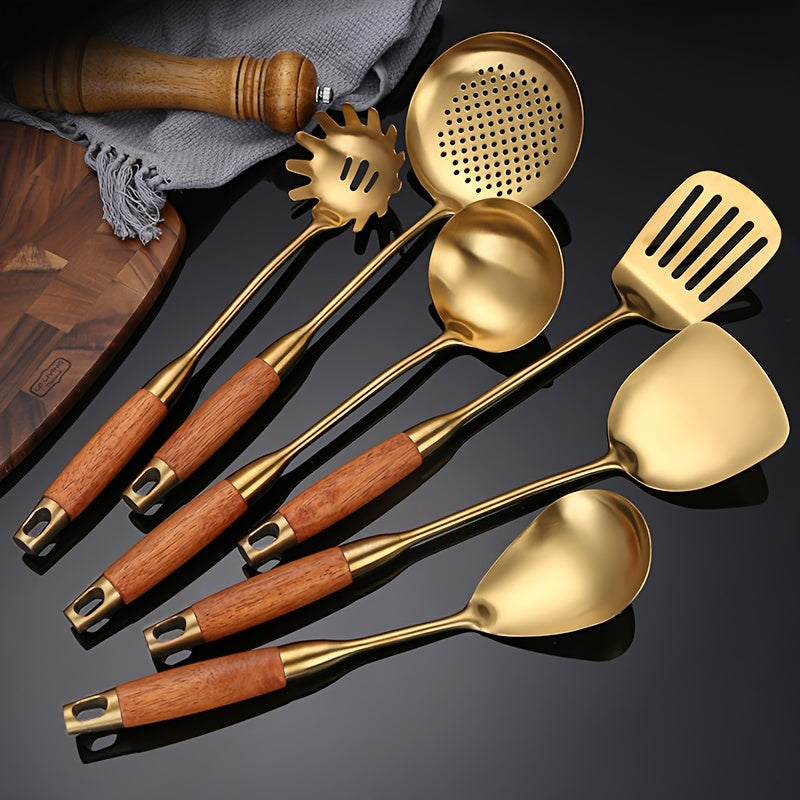 Aurora Gold and Silver Stainless Steel Kitchen Utensils - OpalDwell
