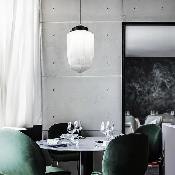 AstraLume Geometric Pendant Light in Frosted Glass - OpalDwell