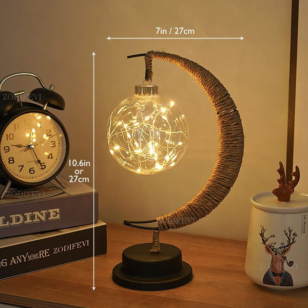 AsteriGlow Glass Moon Lamp Warm Ambient Moonlight Glow - OpalDwell