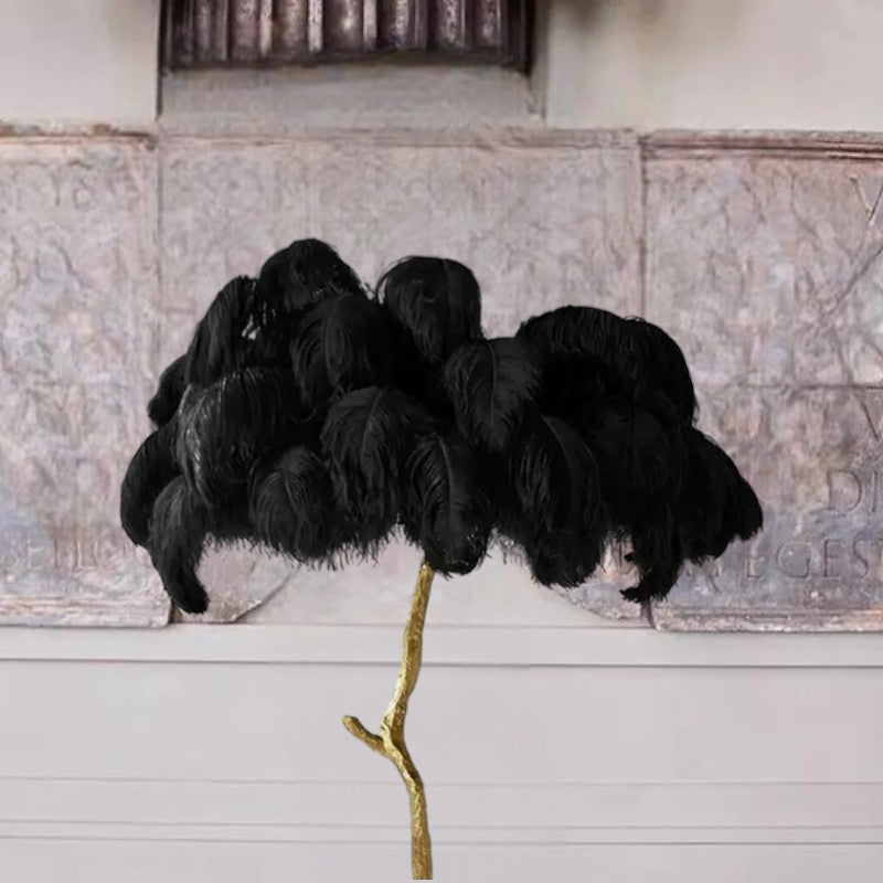AstraLoom Ostrich Feather LED Floor Lamp with Adjustable Height and Soft Glow OpalDwell