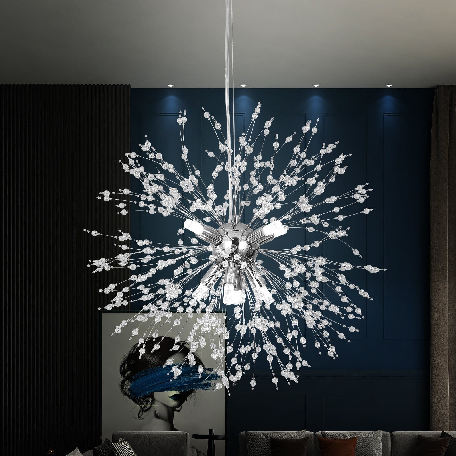 Asterra Modern Crystal Dandelion Pendant Ceiling Light OpalDwell