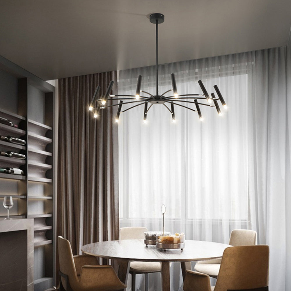 ElaraLuxe Gold and Black LED Chandelier for Modern Living - OpalDwell